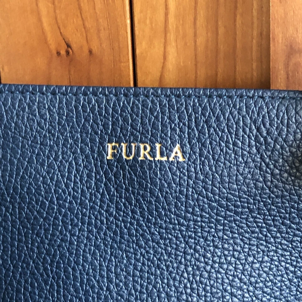 Furla Eden Large East West Leather Tote/Shopper Bag 284868 Atlantic Blue Ex Cond - Image 2 of 4