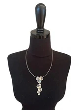 HAGIT GORALI .925 Sterling Silver Circles Modernist Pendant Necklace 20g