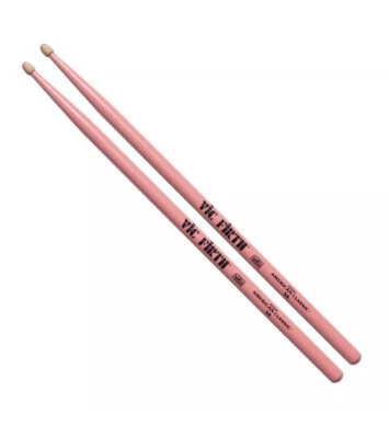 VIC FIRTH PINK 5A American Classic Hickory Drumsticks One Pair PINK LAST FEW