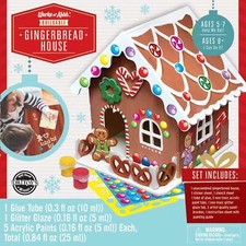 MASTERPIECES - Buildable Gingerbread House Holiday Wood Paint Kit 21847 