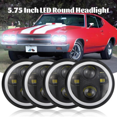For Ford Galaxie 500 1962-74 5.75 5-3/4'' LED Headlights Hi/Lo Beam Halo DRL