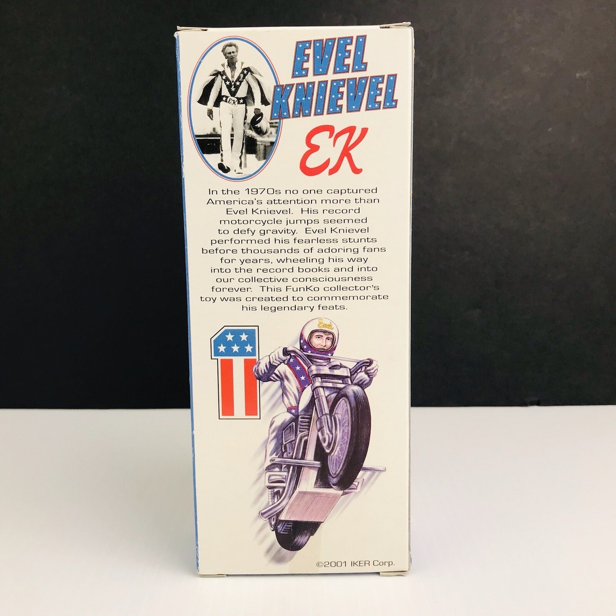 【FUNKO WACKY WOBBLE】EVEL KNIEVEL Evel Knievel Funko Wacky Wobbler 2001 Vintage Bobble Head in