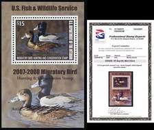 RW74b, MNH $15 Duck Souvenir Sheet - Graded 95 PSE Certificate - Stuart Katz