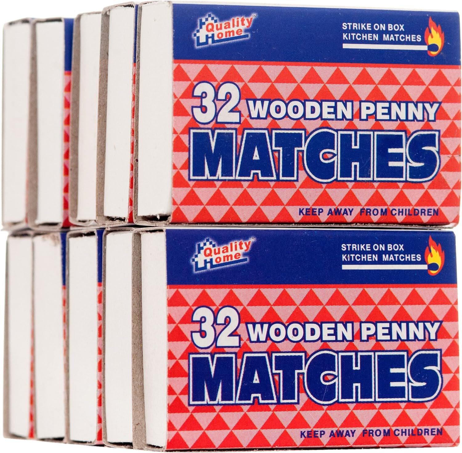 Quality Home Wooden Kitchen Matches, Strike On Box, 32 Matches Per Box