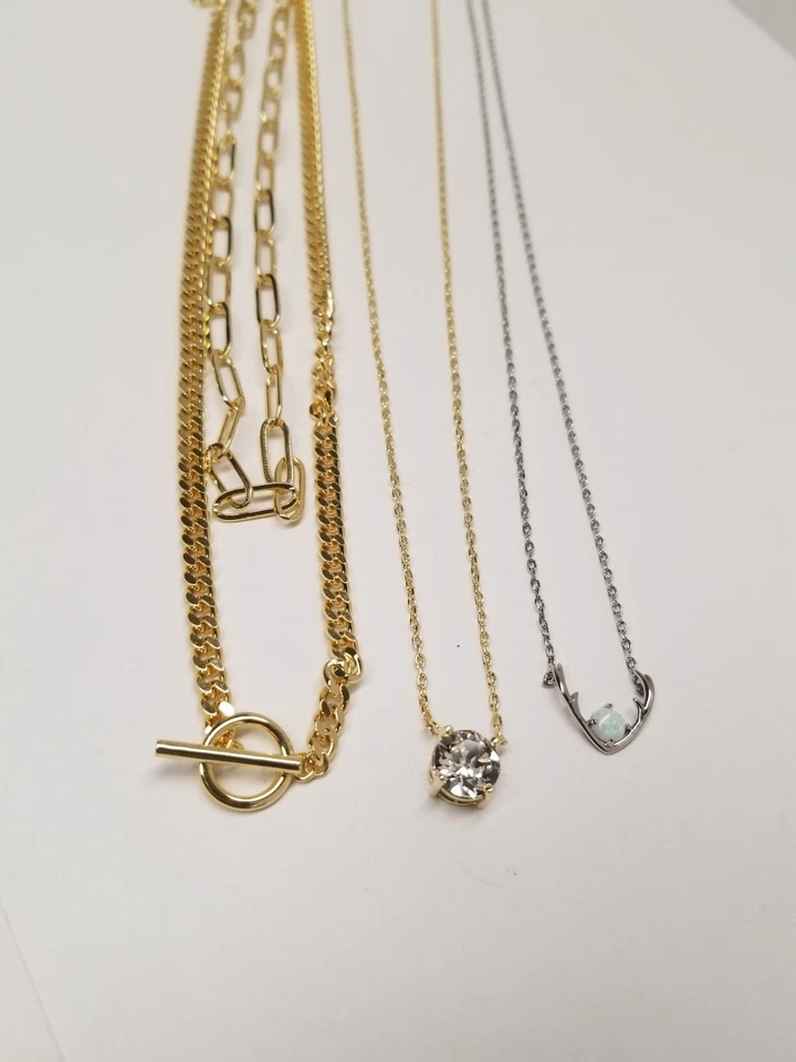 Collares Pavoi chapados en oro amarillo y blanco de 14k diferentes estilos (lote de 3) Foto 2 de 4