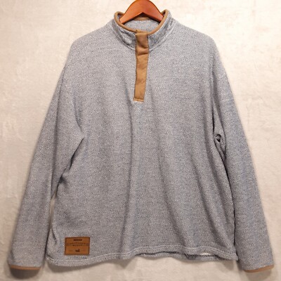 Southern Marsh Mens 1/4 Snap Pullover Sweater Heather/Faux Suede  - Main Image