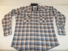 Vtg UNWORN 1960's WRANGLER PLAID PEARL SNAPS 2 POCKET FLANNEL SHIRT Fits L