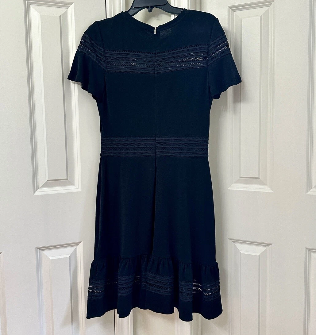 Abito Michael Kors in jersey di crepe tinta unita con inserti in rete nero