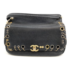 Authentic Chanel Caviar Quilted Grommet Embel...