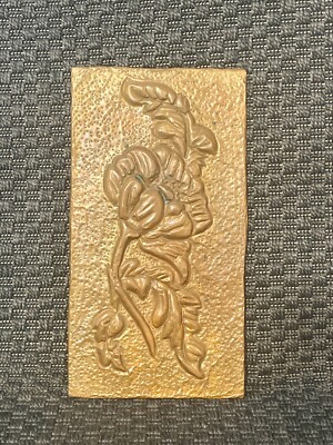 VINTAGE GEPRÄGTES MESSING FLORAL WANDRELIEF JUGENDSTIL RECHTECK DEKOR