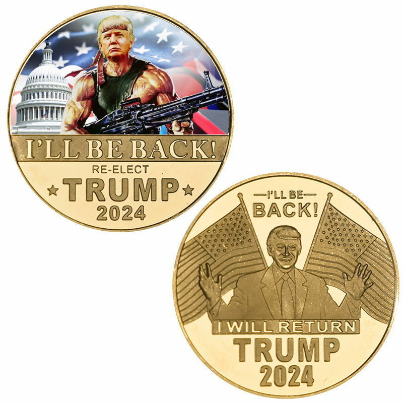 Great 45Th President Donald Trump Gold Commemorative Coin I'll Be Back 2024 Gift