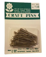 1,080 pcs Silver 1-1/2" Flat Head Craft Pins Florist, Beading, Ribbon, Pearls