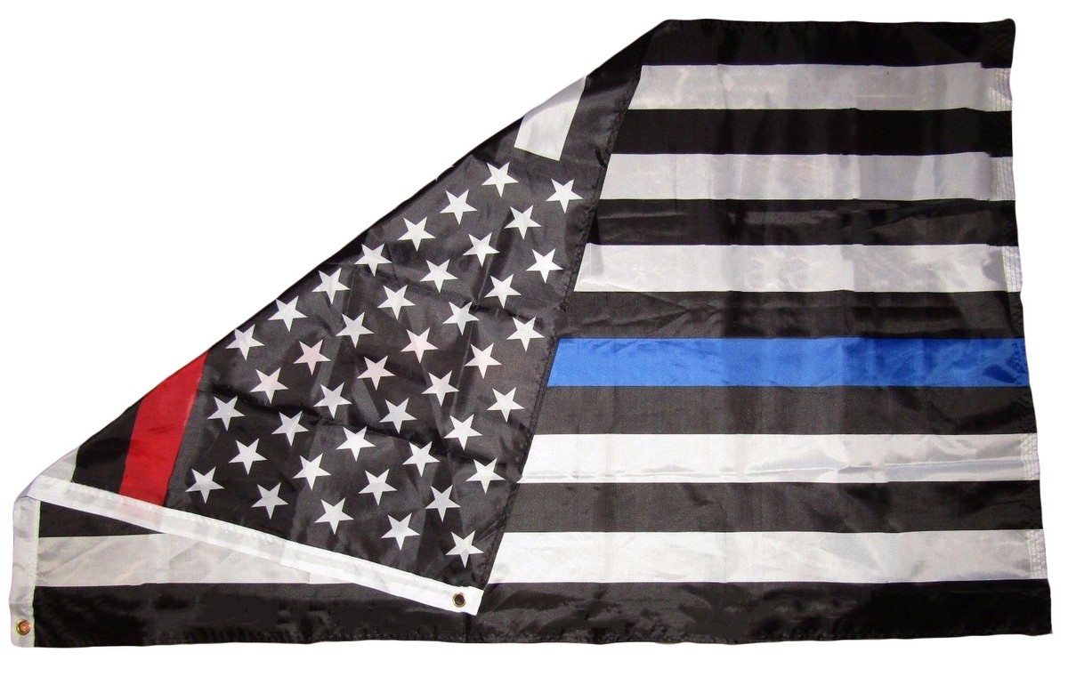 Bandiera Supporto Polizia Bandiera USA Thin Blue Line & Red Line - 3'x5', Per Supporto Polizia E Vigili Del Fuoco Bandiera Thin Blue Line Red Line - Foto 10