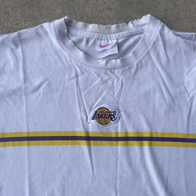 Vtg 90s NIKE Los Angeles Lakers Usa Made Embroidered L/S Tshirt XL 