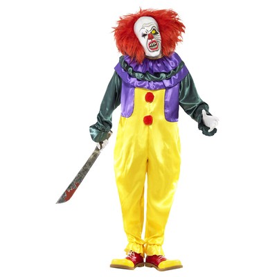Grusel-Clown Kostüm mit Maske M 48-50 Halloween Killer-Clown mit Latexmaske
