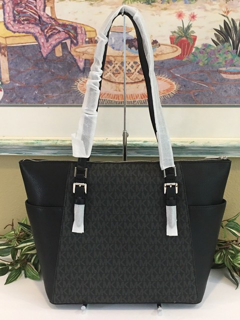 MICHAEL KORS MK Signature Large Olive Green Quilted Drawstring Tote