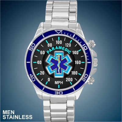 Paramedic Star of Life Cross 200 MPH Design Speedometer New Man s Sports Watch