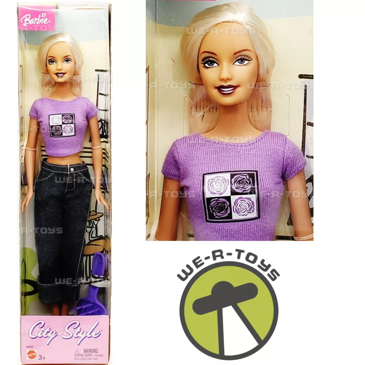Barbie City Style Doll Purple T shirt 2003 Mattel G4601 NEW