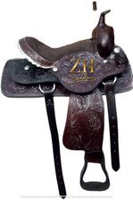 Western Horse Saddle Handmade Barrel Racing Leather Tooled Trail Tack Equestrian