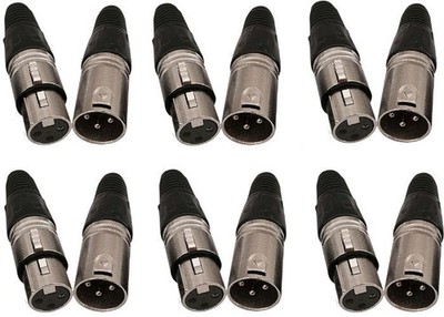 12 PCS XLR Male + Female Audio Cable Plug Microphone Solder 3 Pin Connector Lot