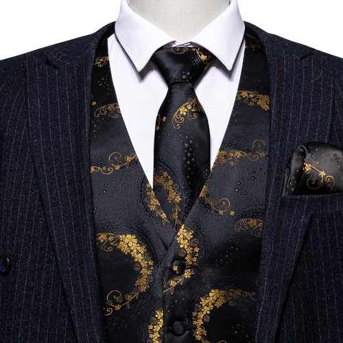 Men's Tuxedo Vest & Bowtie/Necktie Set, Classic Formal Waistcoat Paisley Floral - Picture 194 of 224