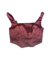 Wild Fable Satin Corset Crop Tank Top Burgundy Stretch Womens Size XS