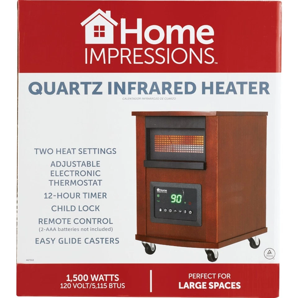 Home Impressions 1500W 120V Quartz Heater with Woodgrain Cabinet GD9315BCW-J - Image 2 of 4