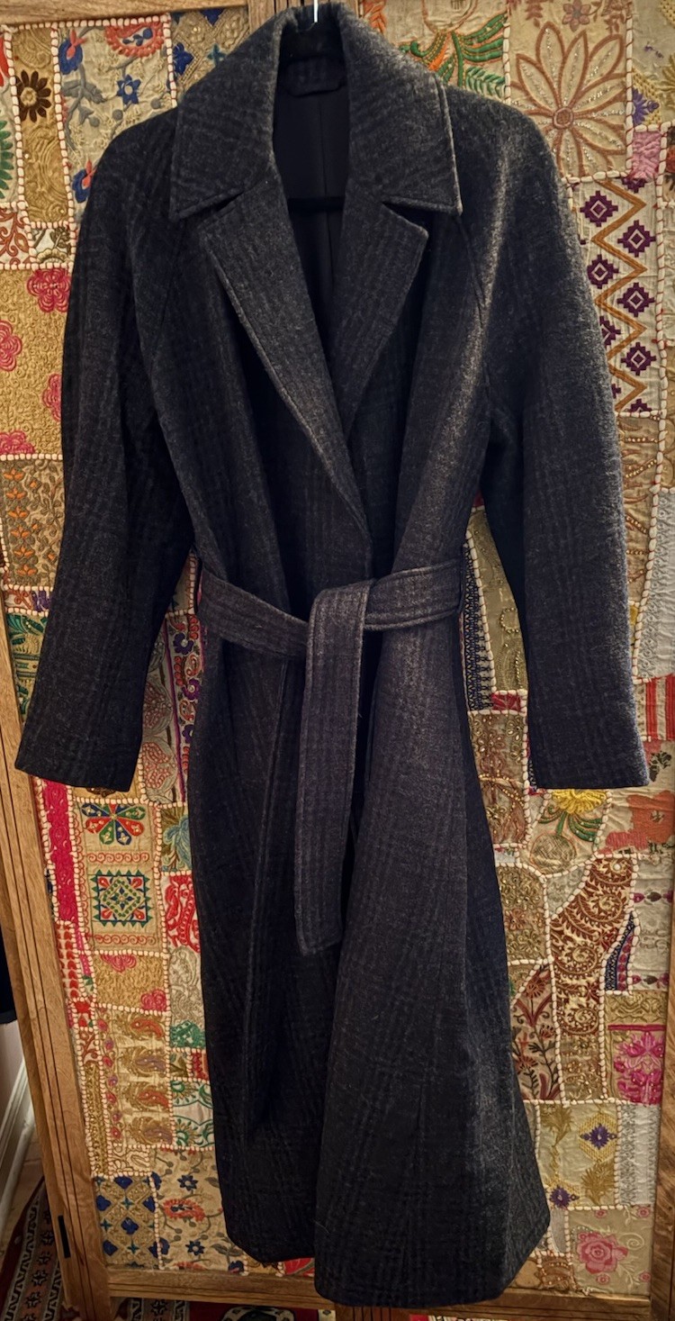 Abrigo Largo Filippa K Ayla Cuadros Tweed Cinturón Gris Cuadros Mujer 36 Original $1400