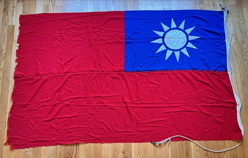 Vint 1940s 50s REPUBLIC OF CHINA Maritime Flag 73" x 46" Cotton - Picture 11 of 15