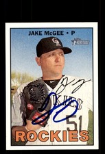 Signed Baseball Card Auto Jake McGee 2016 Topps Heritage #605 Colorado Rockies