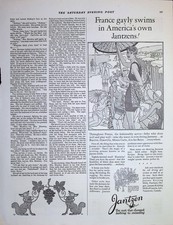 Original 1927 Jantzen Ad: France Gayly Swims America Swimsuit Bathing Fashion Ar