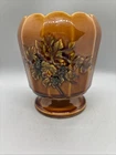 Vintage McCoy Pottery Brown Antique Curio Line Grapes & Leaves Planter Vase