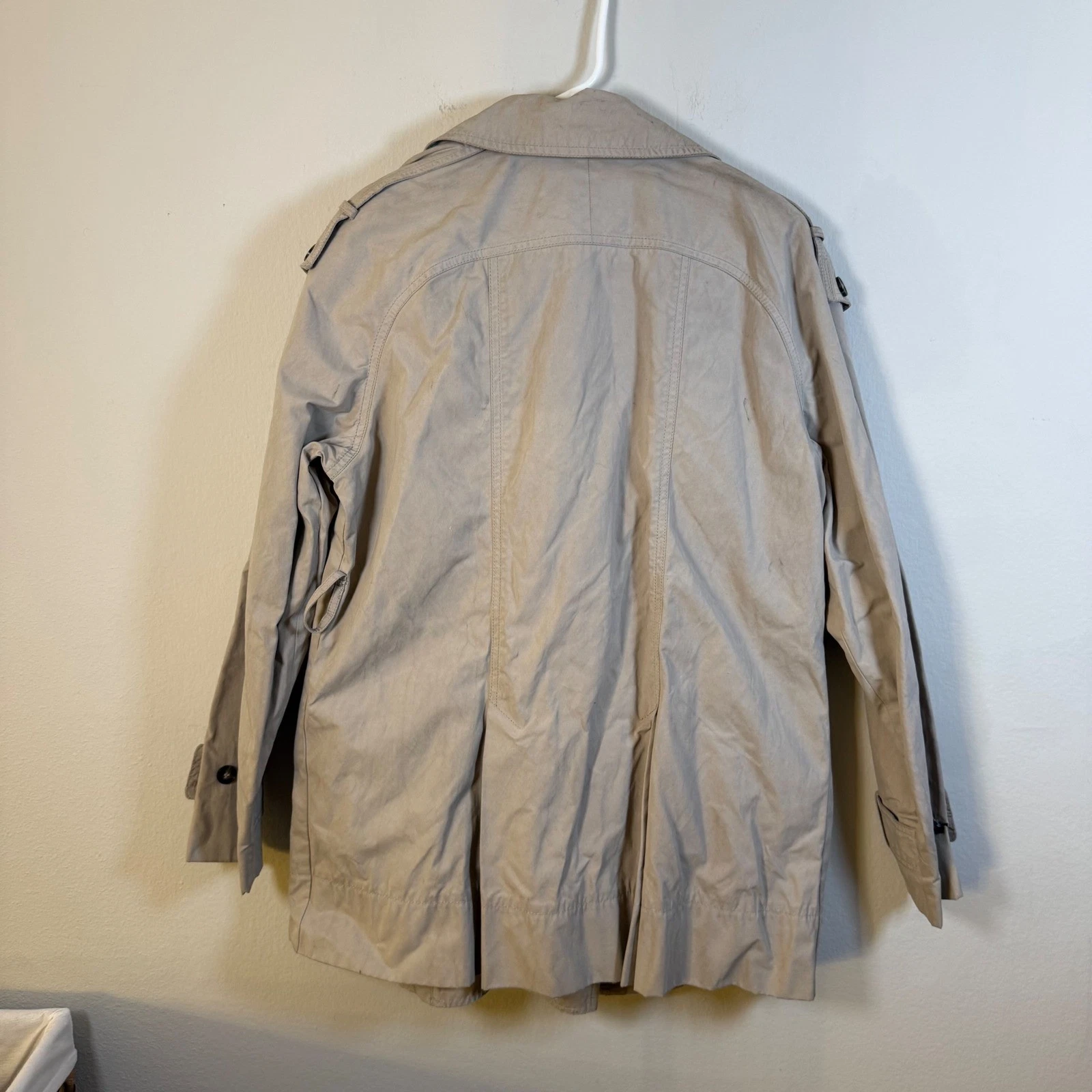 AllSaints Sherlock Trench Coat Stone Beige Double Breasted Womens US 10 - product detail image 4