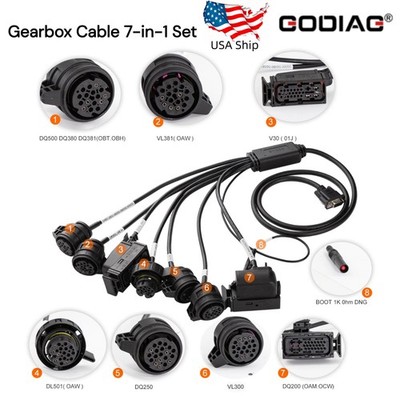 GODIAG Gearbox Cable 7-in-1 Set Work with GT107+ for V30/ DQ200 R&W Adjust Data