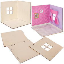 FN255 Kit Stanza in Legno Mini Casa Delle Bambole - Confezione Da 1, Kit Casa De