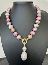 Muschelkernperlen Anhänger Collier Kette Lä...