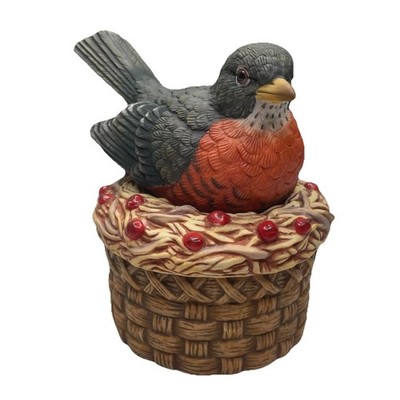 Hallmark American Robin Porcelain Trinket Box Christmas 4.5  