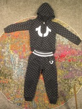 True Religion Hoodie  Pants Kids 4 Black Full Zip Jacket Buddha Graphic Print