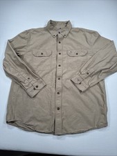 Carhartt Men  s Work Shirt Original Fit Beige Size L Long Sleeve Button Down