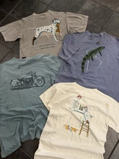 LOT OF 4 Sea Dog Sportswear Fishing Pirate Beach Ocean Tees Pre Owned READ DESC