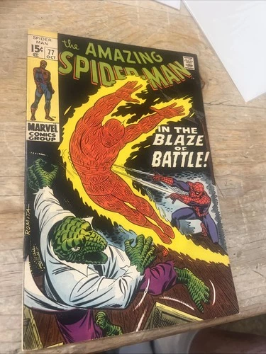 Amazing Spider-man #77, VF + 8.2 ,Human Torch and Lizard ,Very Nice Comic!