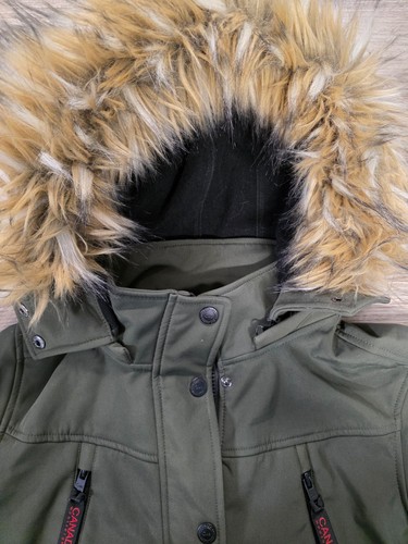 CANADA WEATHER GEAR PARKA WOMENS L GREEN ZIP SNAP HOODED SOFTSHELL ANORAK COAT - Picture 19 of 22