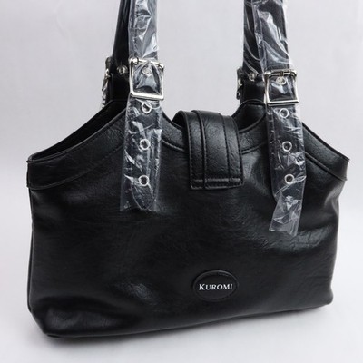 Kuromi Pink Flame Heart Shoulder Bag Black Sanrio Faux Leather