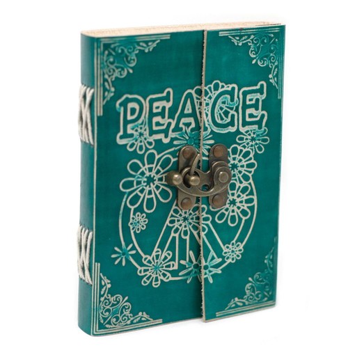 Leder Notizbuch Green Peace – Tagebuch mit Schloss, handgefertigt Unikat - Bild 1 von 10