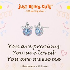 Birthstone Earrings for Girls, 925 Sterling Silver Stud Earrings for Women, U...