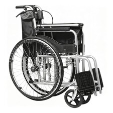 24in Wheelchair Lightweight Folding Compact Travel Transit Aid Hand Brake Black