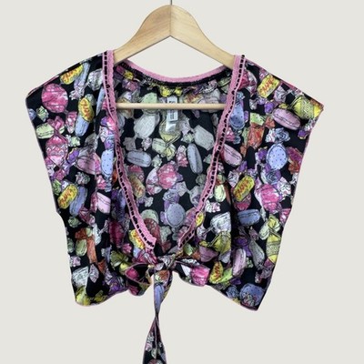 Chantal Thomass for Victorias Secret Y2K Vintage Large Candy Print Tie Front Top