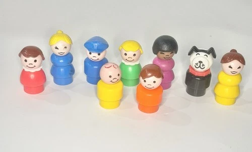 Vintage Fisher Price Little People Lot 9 Figures Boys Girls Dog Mailman