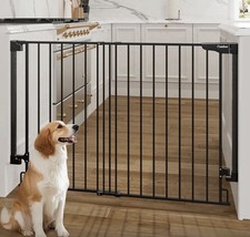 29.2  43" No Bottom Bar Baby Gate for Stairs, Expandable Dog Gate Black