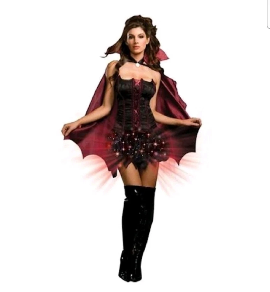 Fantasia de Halloween Dreamgirl vampira grande crepúsculo cintilante saia iluminada feminina - Imagem 3 de 4